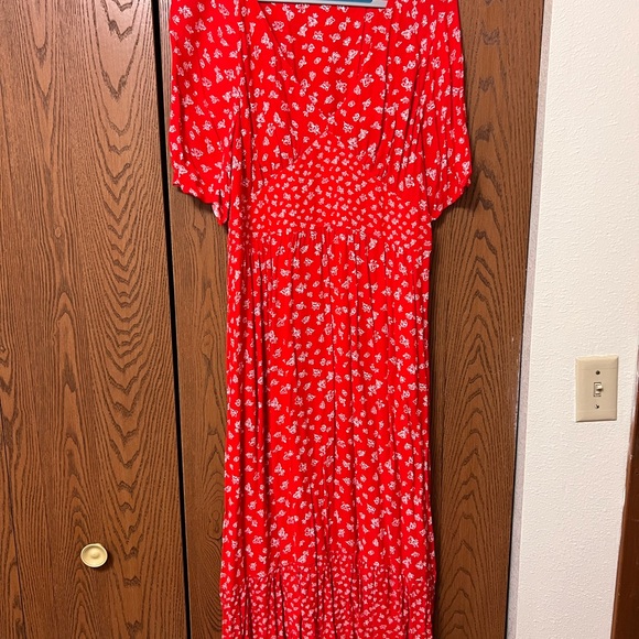 French Connection Red Floral Midi Dress - Picture 6 of 13